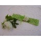 Bandeaux dentelle élastique verte – fleur ivoire/papillon vert