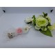 Barrette dentelle ivoire, fleur dentelle perle verre et strass, nœud tulle et fleur organza rose